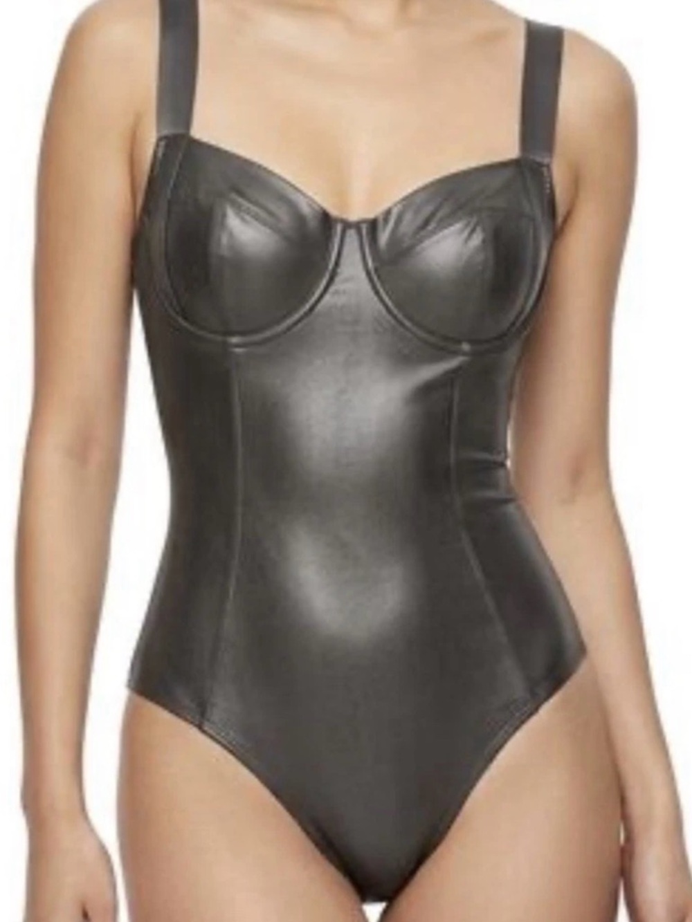 TA3 Sz L Lifty Pewter Gray Underwire B/C Short Corset One Piece Swimsuit NWT - Picture 4 of 9